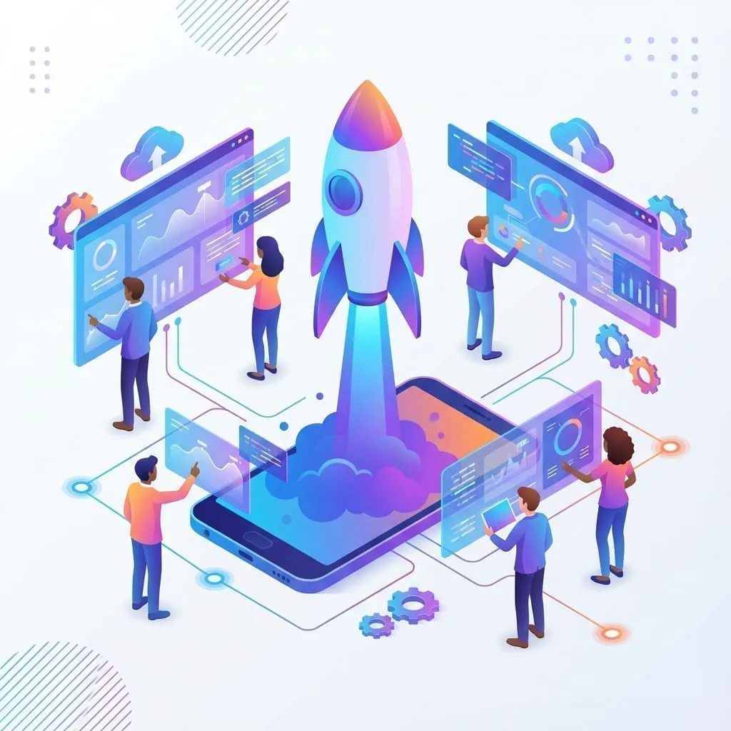 Digital marketing and web development illustration